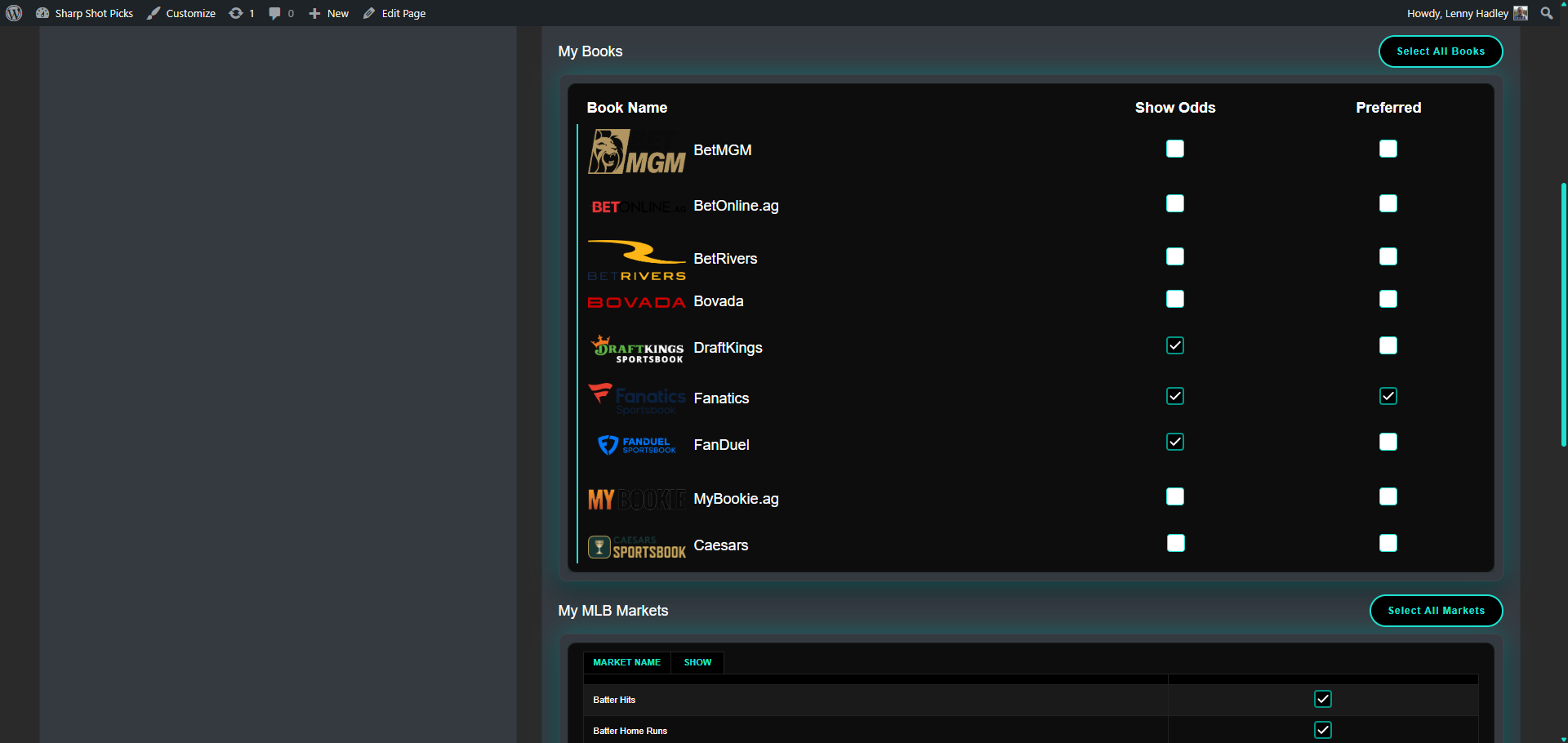 Account features screenshot