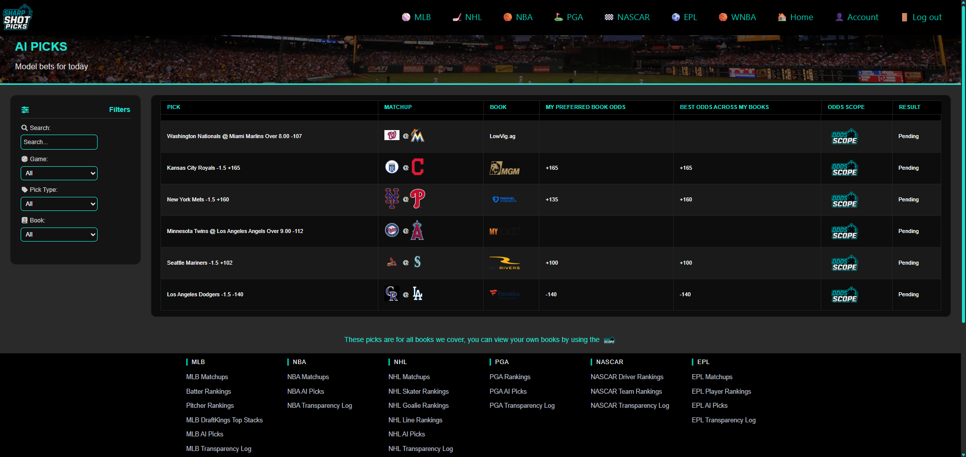 AI bets screenshot